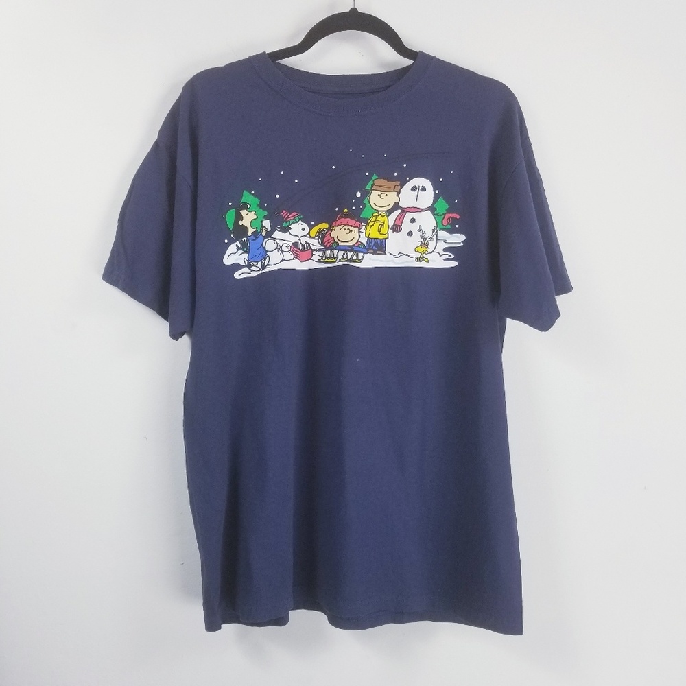 Peanuts Christmas shortsleeve t-shirt L blue